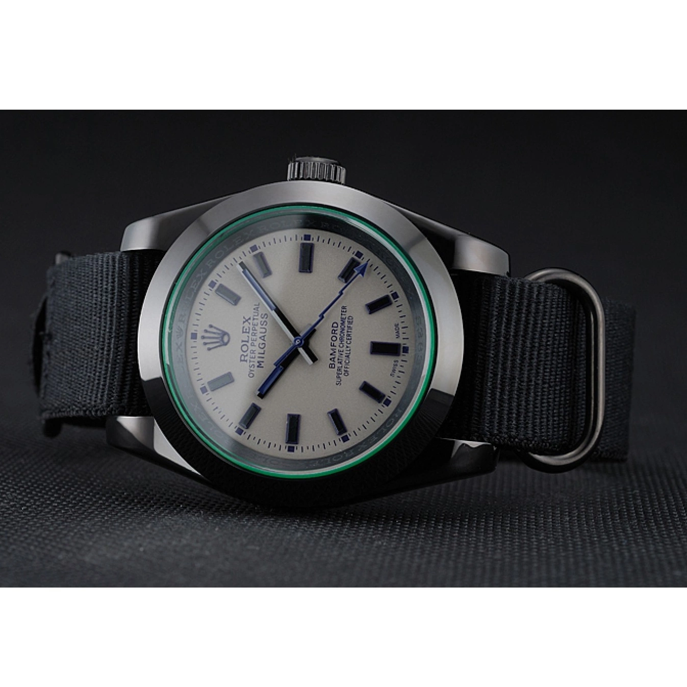 Aaa replica watch Milgauss Nylon Strap 622000 Rolex Black Bamford 0701